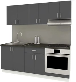 Benita konyhabútor szett V14, 200 cm - Antracit-Fehér