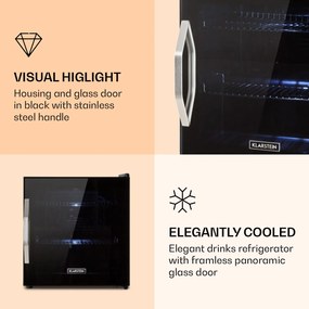Klarstein Beersafe L Onyx, hűtőszekrény, E energiahatékonysági osztály, LED, fém rácsok, üvegajtó, fekete