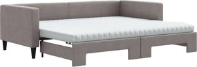 vidaXL tópszínű kihúzható szövet heverő matracokkal 90 x 200 cm