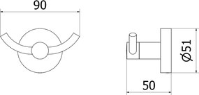 Mexen kiegészítők, REMO törölközőtartó, 2 kampós, arany, 70507352-50