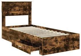 vidaXL Ágykeret fiókkal Füstölt tölgy és ezüst 75 x 190 cm Faanyag