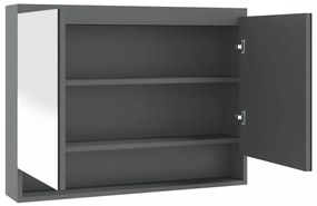 szürke MDF tükrös fürdőszobaszekrény 80 x 15 x 60 cm