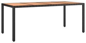 9 részes fekete polyrattan kerti bisztrógarnitúra párnákkal