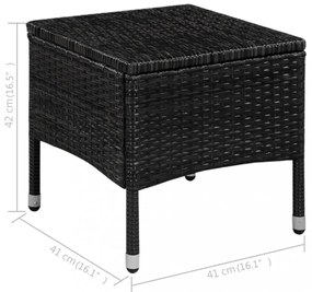 fekete polyrattan kültéri szék zsámollyal és párnákkal