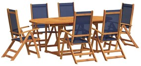 vidaXL 7 részes tömör akácfa és textilén kerti étkezőgarnitúra