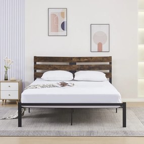 Franciaágy ráccsal, rusztikus tölgy/fém, 160x200, ANEYA