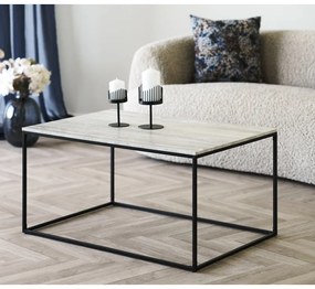 Fekete-bézs dohányzóasztal kő dekorral 60x90 cm Vita – House Nordic