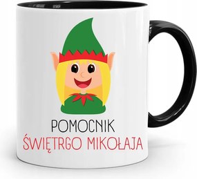 Fekete Karácsonyi Bögre Mikulásra, fényképes nyomtatással