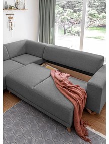 Szürke kinyitható-tárolóhelyes sarokkanapé (bal oldali-L alakú) Classy Sophie – Miuform