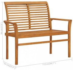 tömör tíkfa kerti pad bézs párnával 112 cm