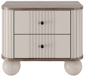 Vesper éjjeliszekrény készlet 56 cm - kasmír / diófa / fekete fogantyúk / gömb alakú lábak