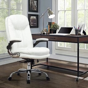 Irodai Forgószék Fehér Eco-bőr kárpittal. PARIS