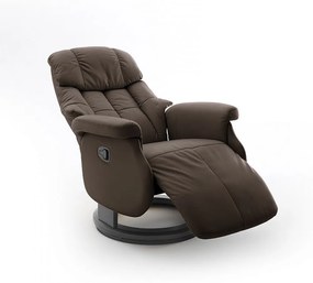 CALGARY Comfort L Barna bőr relax fotel lábtartóval fekete lábbal