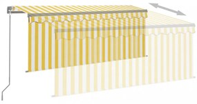 sárga-fehér kézzel kihúzható LED-es napellenző redőnnyel 3x2,5m
