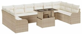 vidaXL Kerti Kanapé Szett párnával 11 pcs Bézs Poli rattan