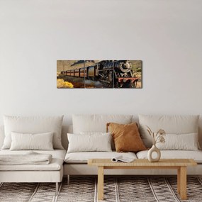 Kép - Gőzmozdony (órával) (90x30 cm)