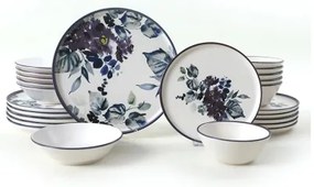 24 részes étkészlet, fehér/kék, kerámia