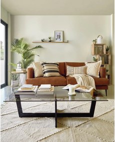 Fekete dohányzóasztal üveg asztallappal 70x120 cm Plam – Kave Home