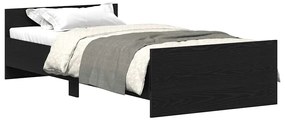 fekete tölgy színű szerelt fa ágykeret matrac nélkül 75x190 cm