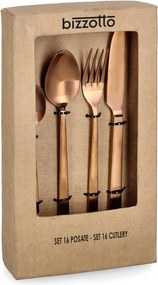 Rézszínű rozsdamentes acél négyszemélyes evőeszköz készlet 16 db-os Hestia – Bizzotto