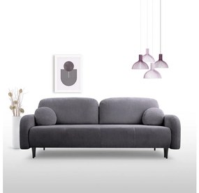 Ággyá nyitható, kárpitozott háromszemélyes CLOUDY kanapé, szürke