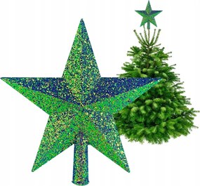 Fafenyőfa Dísz Csillag Fafa Csúcs Zöld Holografikus Csillag 20