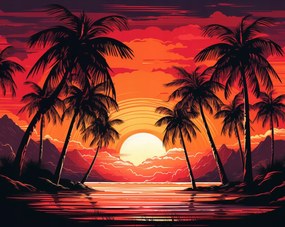 Poszter 76x60,5cm Pálmafák a lagúnánál