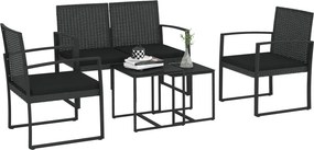 Outsunny Műrattan Kerti Bútor Készlet 5 Darabos Kültéri Kanapé Szett 2 Egyszemélyes Kanapéval, 1 Kétszemélyes Kanapéval és 2 Kávézóasztallal Teraszra