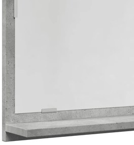 betonszürke szerelt fa tükrös fürdőszobaszekrény 90x11x37 cm