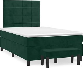 vidaXL sötétzöld bársony rugós ágy matraccal 120 x 200 cm