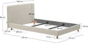 Szürke kárpitozott egyszemélyes ágy ágyrács nélkül 90x200 cm Valma – Kave Home