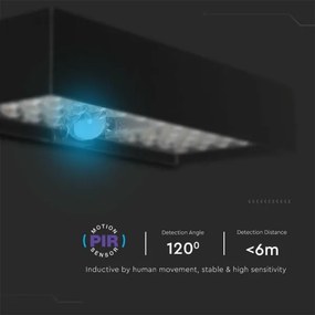 LED Napelemes érzékelős fali lámpa LED/6W/3,7V IP65 4000K 3000 mAh fekete