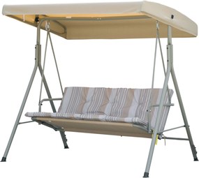 Outsunny 3 személyes kertihinta acél vázzal és állítható napernyővel, párnázott párnák és karfák, 172x110x156 cm | Aosom