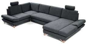 Kinyitható U-alakú kárpitozott sarokgarnitúra tárolóhellyel AVESTA — antracit