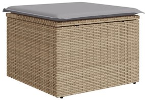 5 részes kerti kanapé szett bézs poli rattan párnákkal, 2 személyes kerti kanapé bézs poli rattan párnákkal