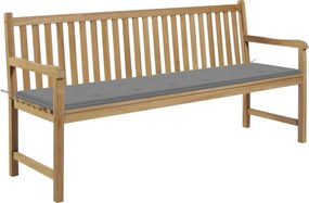 vidaXL tömör tíkfa kerti pad szürke párnával 175 cm