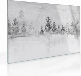 Üveg kép - Szarvas a tónál (70x50 cm)