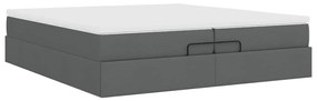 Ottomán ágykeret matracokkal Sötét szürke 200x200cm szövet