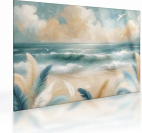 Üveg kép – Festett strand lágy színekben (70x50 cm)