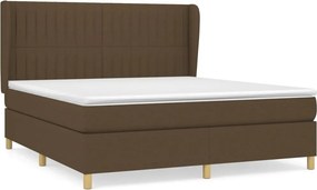 vidaXL sötétbarna szövet rugós ágy matraccal 180 x 200 cm