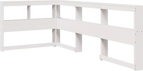 vidaXL Könyvespolc fejtámla L-alakú fehér 80 cm tömör fa fenyőfa