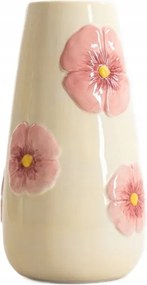 Roselle váza sárga, rózsaszín virágokkal 14x14x27cm Homla