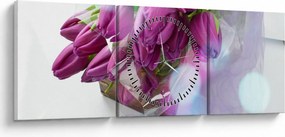 Kép - csokor tulipán (órával) (90x30 cm)