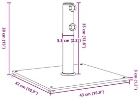 négyzet alakú napernyőtalp Ø32/38/48 mm-es rúdhoz 17 kg