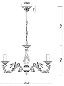 Brilagi - Csillár láncon CLASSIC 6xE14/60W/230V réz