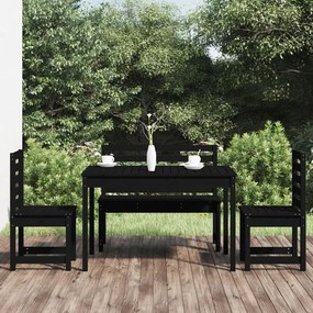 vidaXL 4 részes fekete tömör fenyőfa kerti étkezőgarnitúra