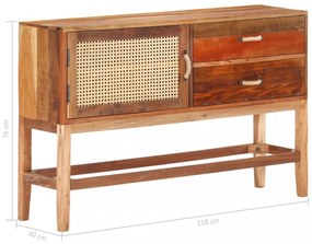 tömör újrahasznosított fa tálalószekrény 118 x 30 x 76 cm