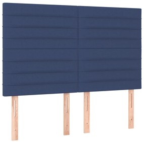 kék szövet LED-es fejtámla 144x5x118/128 cm