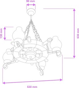 Brilagi - Láncos csillár TIMONA 4xE14/40W/230V átm. 50 cm bükk