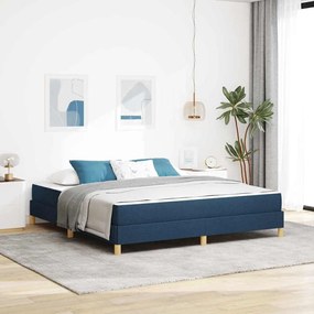 Boxrugós ágy Kék és Barna 180 x 200 cm Textil és mérnöki fa